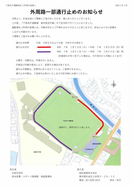 下高井戸運動場　 外周路周知文のサムネイル